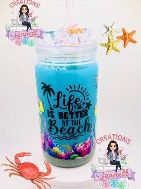 Creations by Jeanett Blue 'Life Is Better at the Beach' Insulated Travel Tumbler